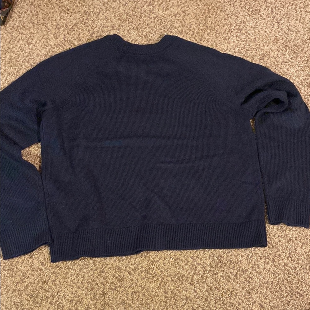 Navy Crewneck Sweater with Script Logo - Picture 8 of 8